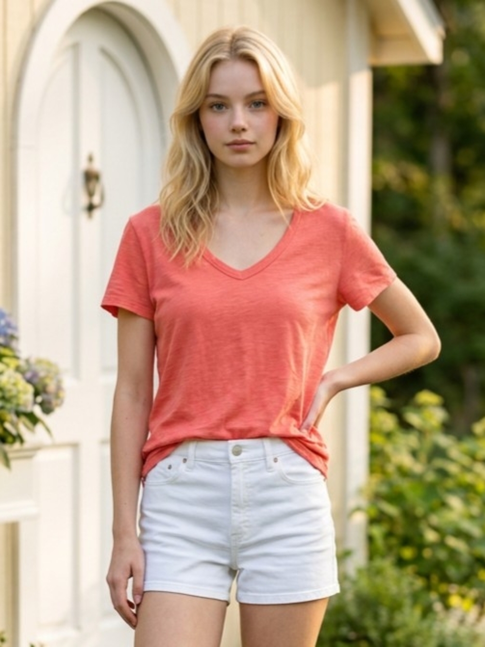 Universal Thread 1-Dark Gray and 1-Orange Short-Sleeve V-Neck L (2 Shirts)